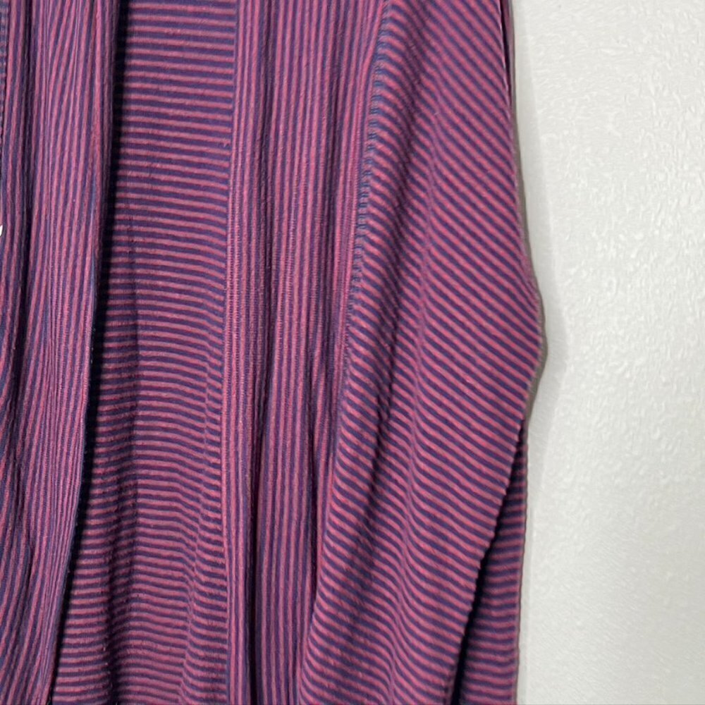 Anthropologie Sundry Striped Comfortable Cozy Cardigan Navy Maroon Size 2 M - Picture 4 of 11